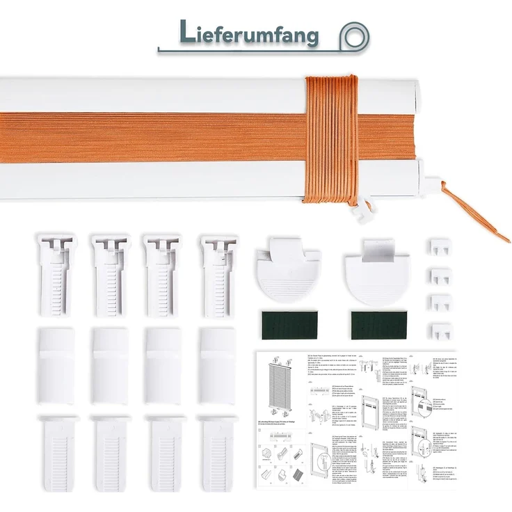 Plisseerollo ohne Bohren Klemmfix 50x120 cm(BxH) Orange Jalousie Sonnenschutz Easyfix Faltrollo Lichtdurchlässig Rollo für Fenster & Tür – Bild 7