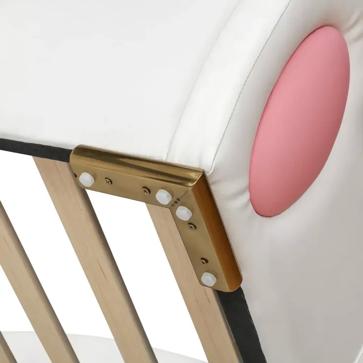 Kinderbett mit Rutsche, Treppe, gepolstertem Kopfteil und Rausfallschutz, 90x200cm, Einzelbett Polsterbett, Kunstleder – Bild 10