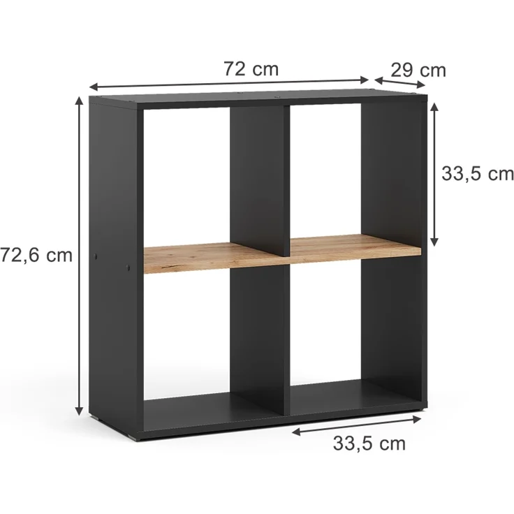 Raumteiler Tetra Anthrazit/Goldkraft Eiche 72 x 72.6 cm Vicco – Bild 2