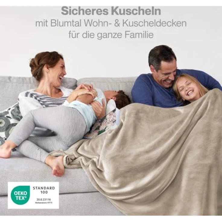 Blumtal Kuscheldecke flauschig - Oeko-TEX zertifizierte Fleecedecke 150x200 cm - Wohndecke 150x200 cm - Taupe Decke - Wohn- & Kuscheldecke Fleecedecke Taupe – Bild 3
