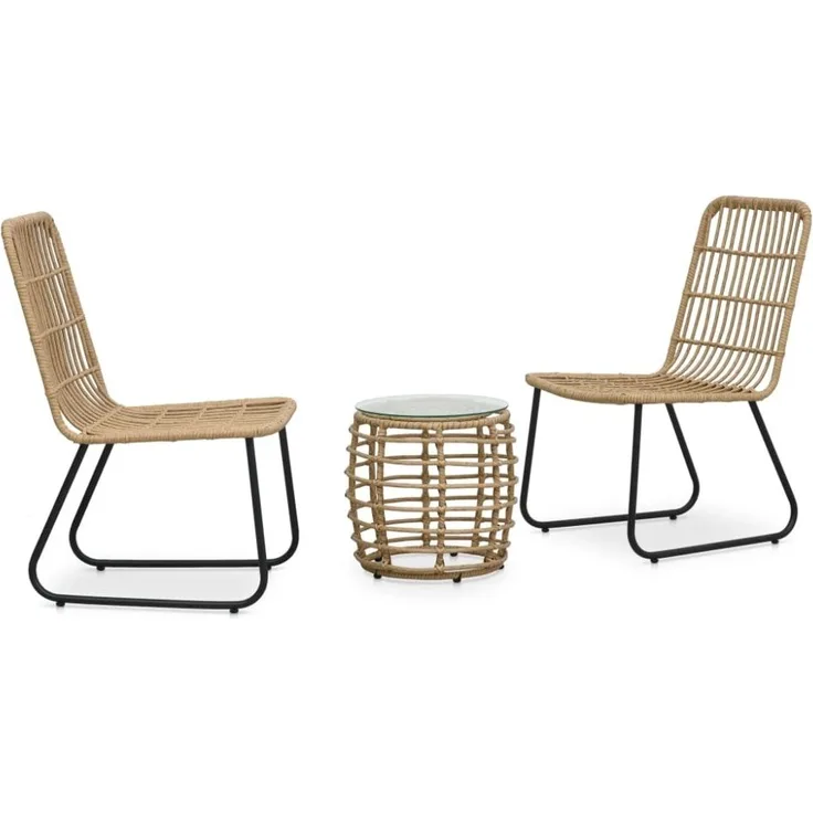 vidaXL 3-tlg. Bistro-Set Poly Rattan Eiche 48583
