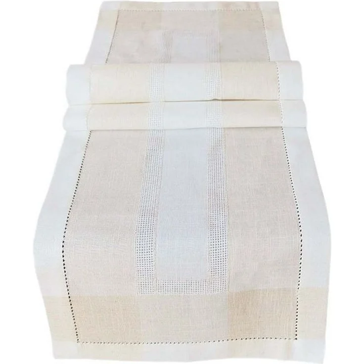 matches21 HOME & HOBBY Tischdecke Tischläufer ALMA Leinenoptik mit Hohlsaum Polyester beige 40 x 140 cm (1-tlg), Pflegeleicht & waschbar bei 30 °C – Bild 2