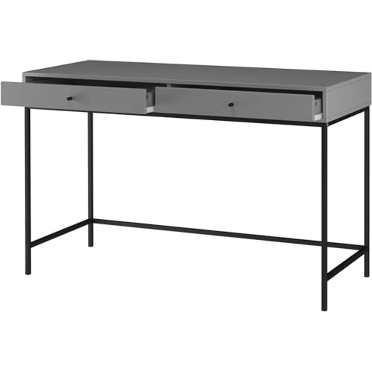 Celine Schreibtisch mit 2 Schubladen aus Spanplatte in Grau, mit Metallbeinen (BxTxH) 120x50x76 cm – Bild 4