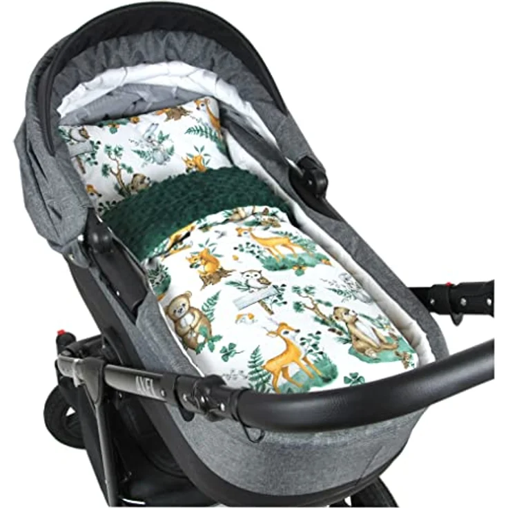 Kinderdecke BABYLUX Babydecke MINKY 2Set Kuscheldecke Decke 75 x 60cm Kinderwagen, BabyLux, MP123 - Grün + Wald Tiere – Bild 2