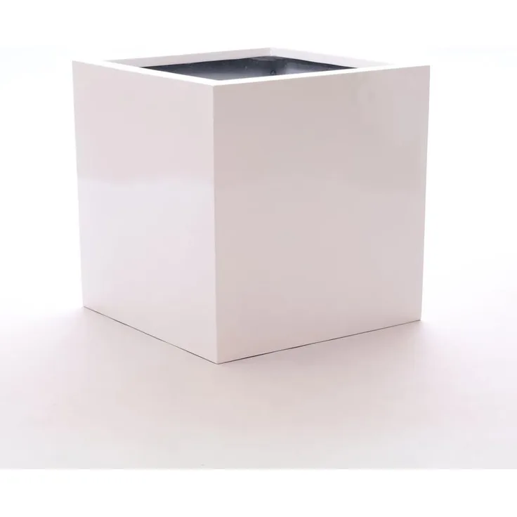 Pflanzkübel Blumenkübel Blumentopf Fiberglas Quadrat LxBxH 30 x 30 x 30 cm hochglanz weiß