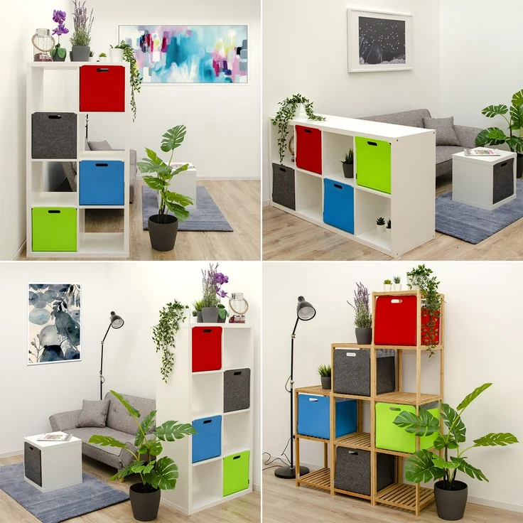 4er Set Filz Aufbewahrungsbox 33x33x38cm Kallax Filzkorb Grau – Bild 5