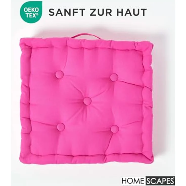 Homescapes Bodenkissen Sitzkissen unifarben pink 50 x 50 cm – Bild 4