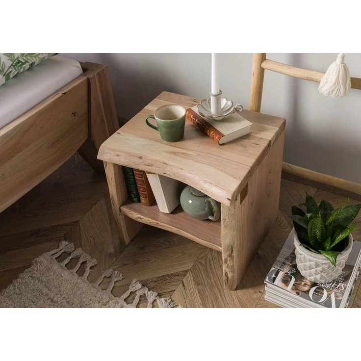 Nachttisch Akazie 45x40x45 natur lackiert PURE ACACIA #310 – Bild 2