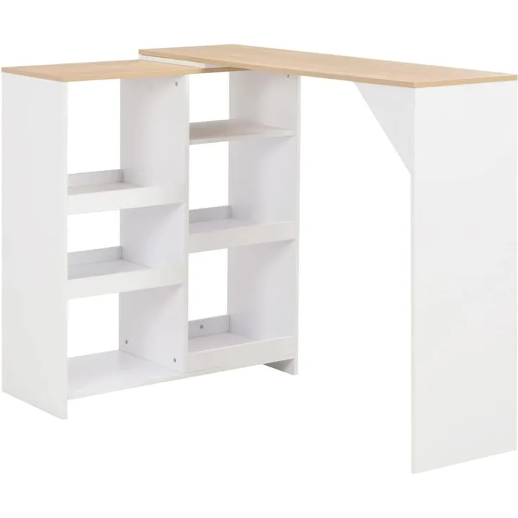 vidaXL Bartisch mit Beweglichem Regal Weiß 138 x 39 x 110 cm [280225]