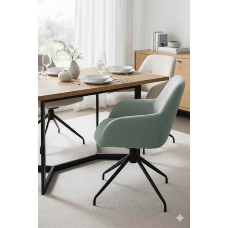 Hela Tische, Drehstuhl Sessel Triest, Bezug Webstoff Mint, 360° drehbar, Kipp-/ Relaxfunktion, Armlehnen, 120kg belastbar, Oeko-TEX, PFC Free – Bild 9