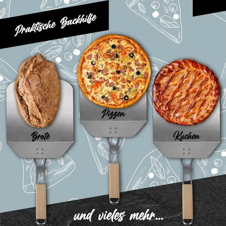 Dimono Pizzaschieber DIMONO Antihaft Pizzaschieber mit Holzgriff - Metall Pizzaheber, XXL – Bild 2