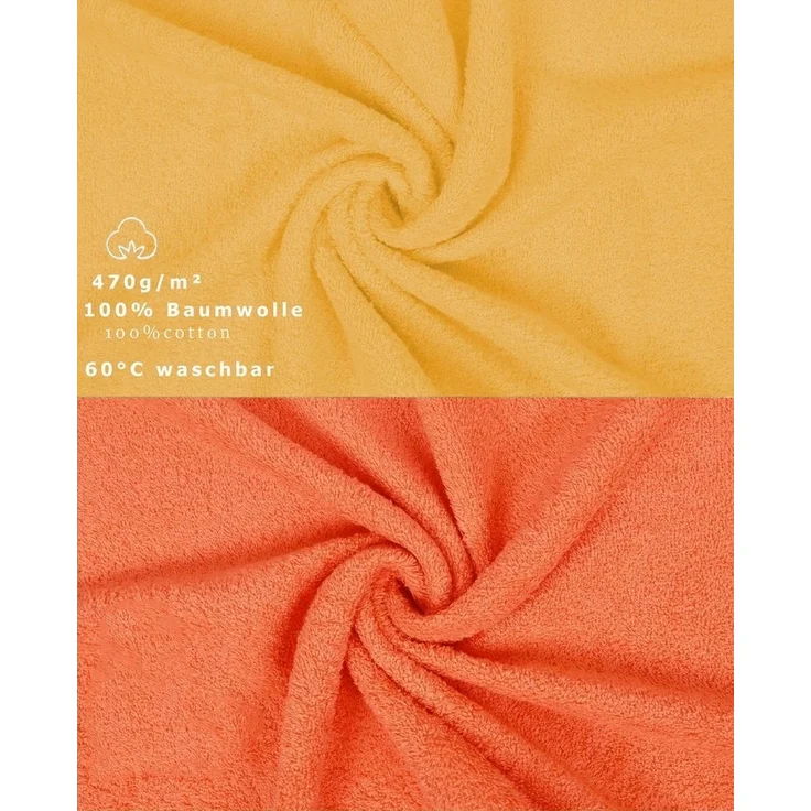 Betz Handtuch Set 12-TLG. Handtuch-Set Premium honiggelb/blutorange, Baumwolle, (12-tlg) – Bild 3