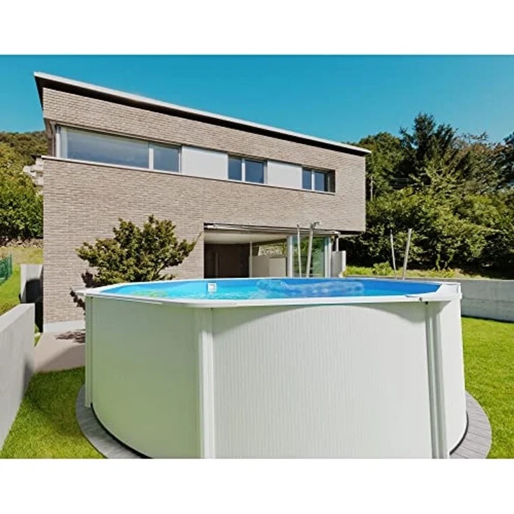 Planet Pool Rundpool Stahlwandpool rund Größe wählbar, 120 cm tief, Sta (Einzelbecken, 1-tlg), verzinkte Stahlwand – Bild 4