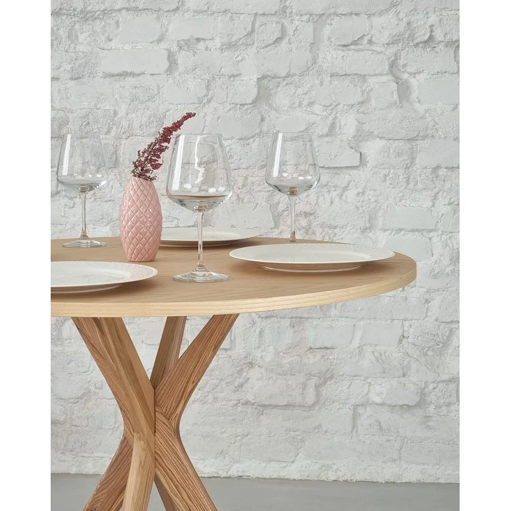 Ragaba runder Esstisch, Esche & MDF Eschenholzfurnier, Naturfinish, Ø 70 cm – Bild 3