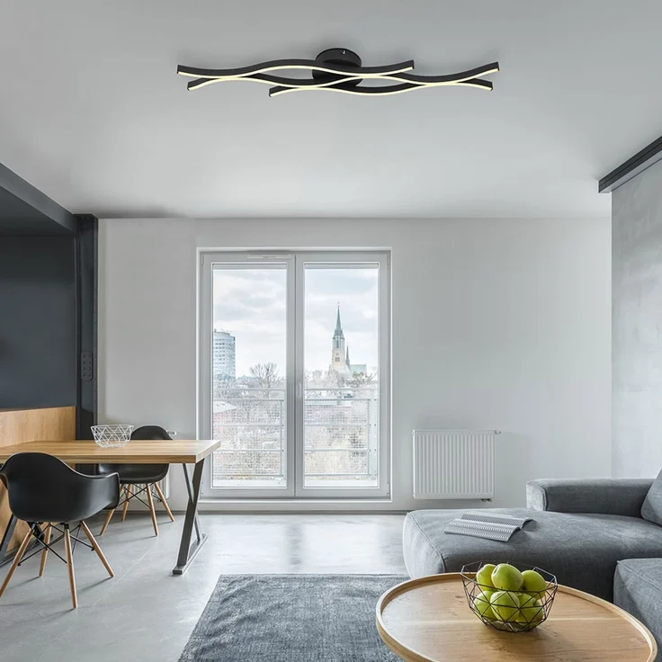 LED Deckenleuchte, gewellt, schwarz, L 108 cm – Bild 6