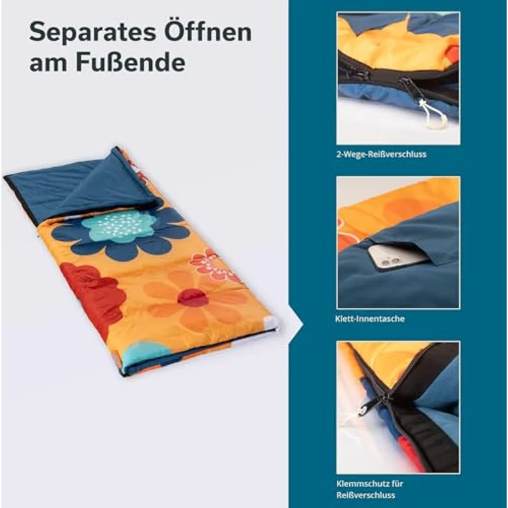 Skandika Deckenschlafsack Sovro 190 Flower, Schlafsack Outdoor für Erwachsene, 3 Jahreszeiten – Bild 6