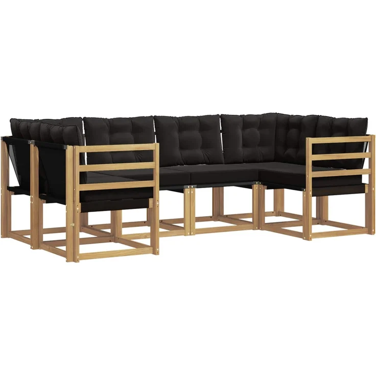 vidaXL Outdoor-Sofagarnitur 6 stk. 6-Sitzer Weiß und Schwarz 3389802 – Bild 2
