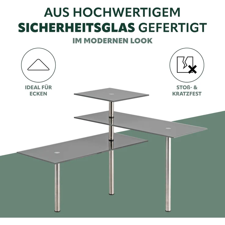 bremermann Küchenregal Glas-Eckregal, Küchenregal, aus Glas und rostfreiem Edelstahl – Bild 6