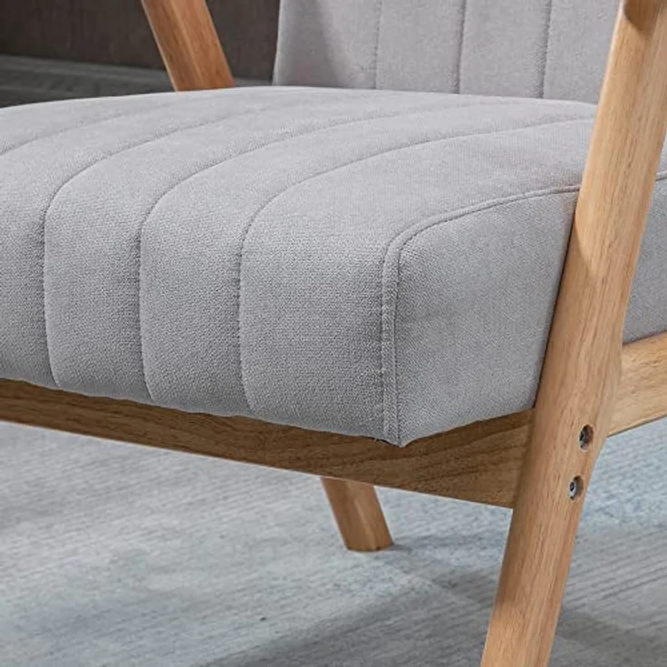 HOMCOM Relaxsessel Polsterstuhl mit Armlehnen in Samtoptik (Loungesessel, 1-St, Ohrensessel), Hellgrau 68 x 74 x 82 cm – Bild 10