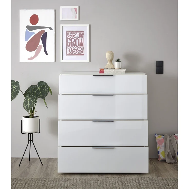 Kommode >Sean< in Weiß, - 90x99x40 cm ( BxHxT) – Bild 10