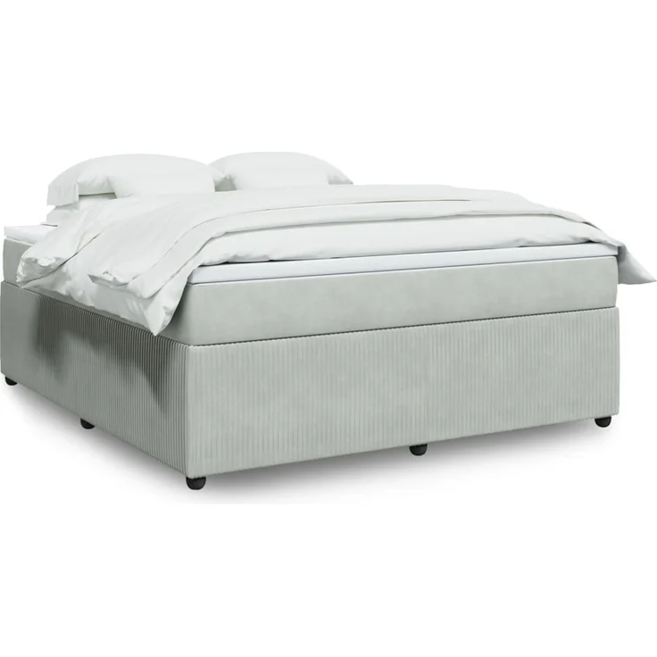 vidaXL Boxspringbett mit Matratze Hellgrau 180x200 cm Samt 3285656 – Bild 1