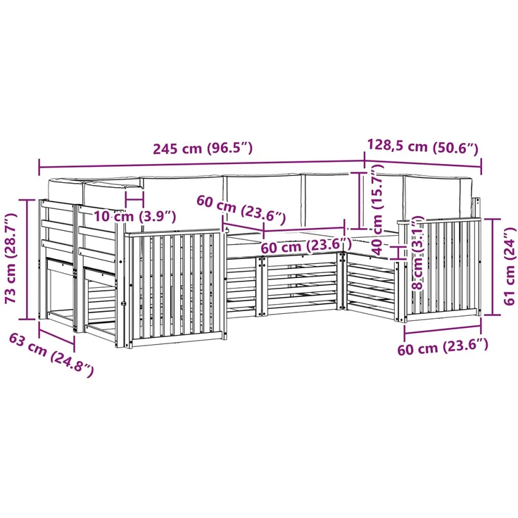 vidaXL Outdoor-Sofagarnitur 6 stk. 6-Sitzer Natur und Anthrazit 3375367 – Bild 9