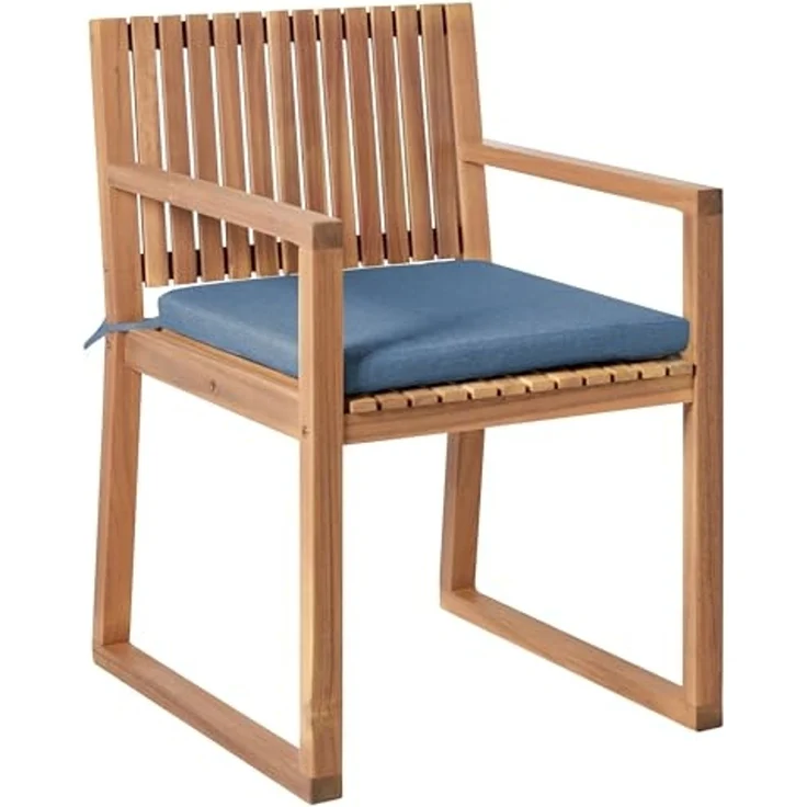 Set mit 8 Stühlen und Sitzkissen SASSARI PREMIUM zertifiziertes Akazienholz Blau – Bild 4