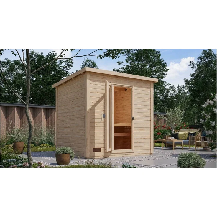 Karibu Sauna Hytti 3 naturbelassen mit 9 kW Ofen mit externer Steuerung – Bild 3