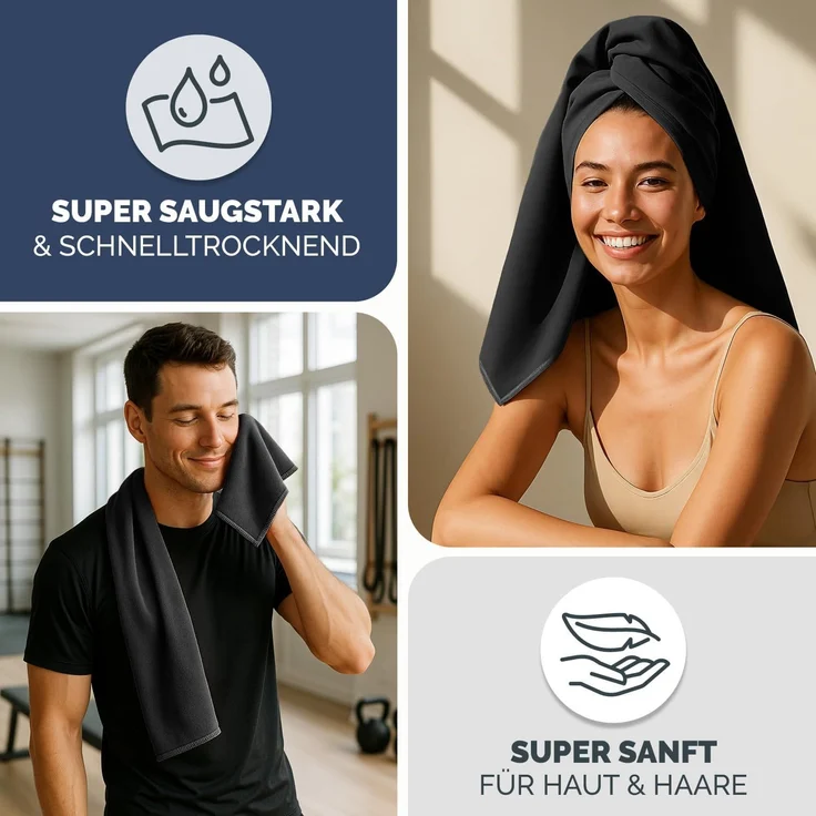 Blumtal Sporthandtuch Mikrofaser Handtuch - kompakte Mikrofaser Handtücher, Mikrofaser (inkl. Transporttasche, einzeln oder als Set verfügbar, 2-St), ultra leicht & schnelltrocknend, Reisehandtuch, Strandhandtuch – Bild 3