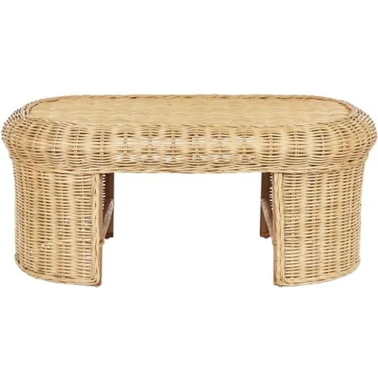 Beliani 'LIVADEIA' Gartentisch, Rattan Natürlich – Bild 4