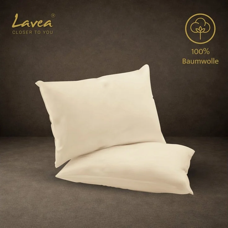 Lavea Kissenbezug 2er Set 100% Baumwolle flauschig, Jasmin, Kissenhülle, Kissenbezüge, (2 Stück), pflegeleicht, langlebige Qualität, mit Reißverschluss – Bild 2