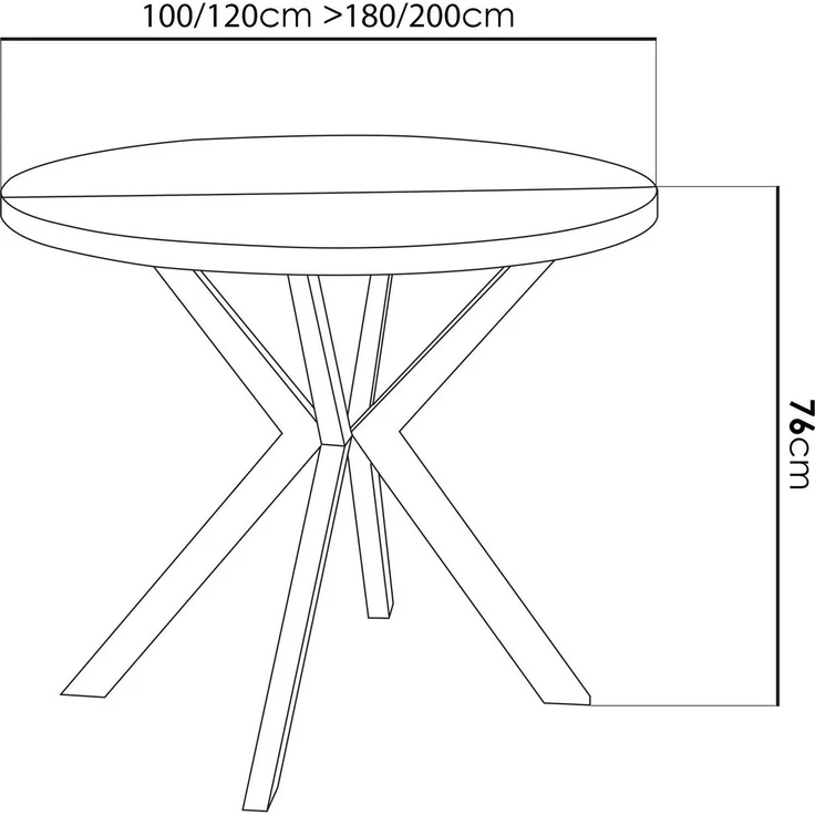 WFL GROUP Esstisch Flora ausziehbar rund industrial mit goldenen Metallbeinen (MADE IN EU, erhältlich in zwei Größen – 100/120 cm, ausziehbar auf 180/200 cm), platzsparender Tisch in Holzoptik für Küche, Esszimmer oder Wohnzimmer – Bild 3
