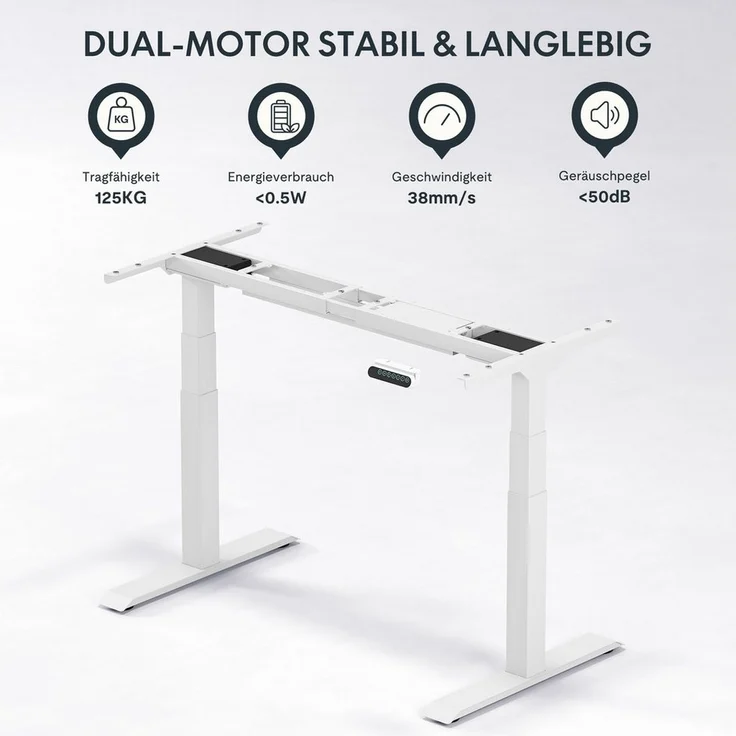 FLEXISPOT Schreibtisch Elektrisch höhenverstellbares Tischgestell E6 (2 Motore, 3-Fach-Teleskop, 3 Säulen, 4 Speicherplätze), Kollisionschutz Funktion, USB Ladeanschluss, MAX Load: 160KG – Bild 3