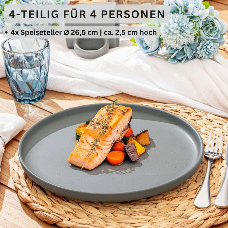 SÄNGER Steingut Speiseteller Leeds 4 teilig – Bild 2