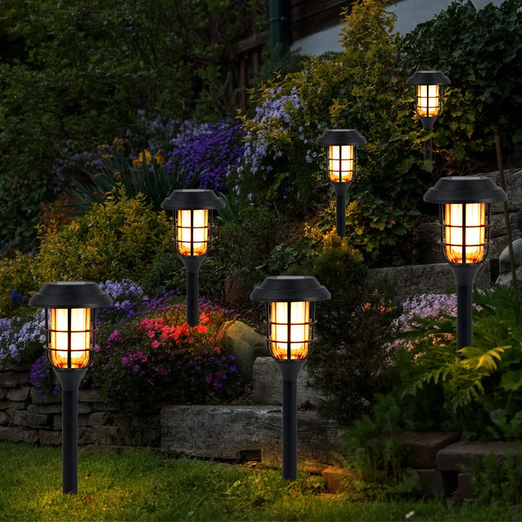 9er Set LED Solarleuchten, Erdspieß, schwarz, H 43 cm – Bild 4