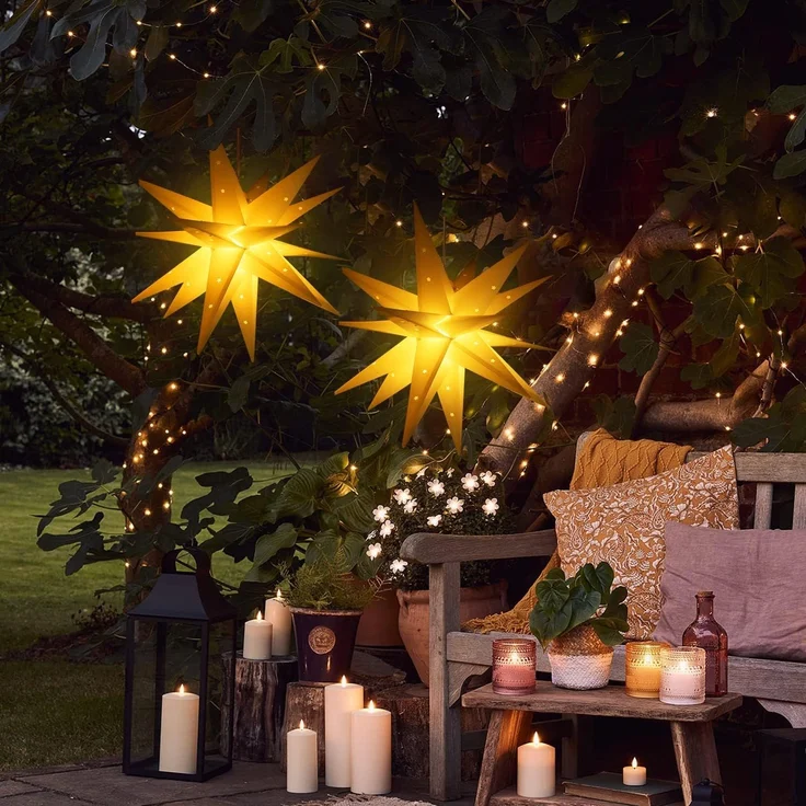 SALCAR 60cm Weihnachtsstern Beleuchtet Außen, 3D Leuchtstern – Bild 3