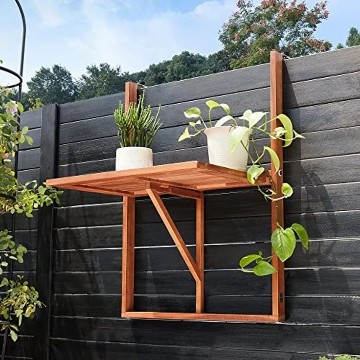 Casaria Balkontisch Balkonhängetisch Balkon Tisch klappbar Akazie Holz – Bild 2