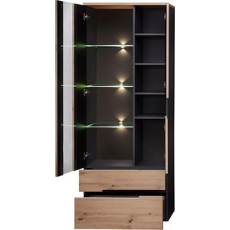 Vitrine MEMPHIS Artisan Eiche Graphit Nachbildung – Bild 6