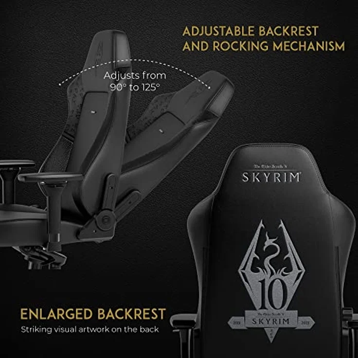noblechairs Hero Komfortabler und Langlebiger Gaming-Stuhl, Perfekt Optimierte Ergonomie des Stuhls Sorgt für Hohen Sitzkomfort, Belastbarkeit 150 kg - The Elder Scrolls V Skyrim Anniversary Edition – Bild 5
