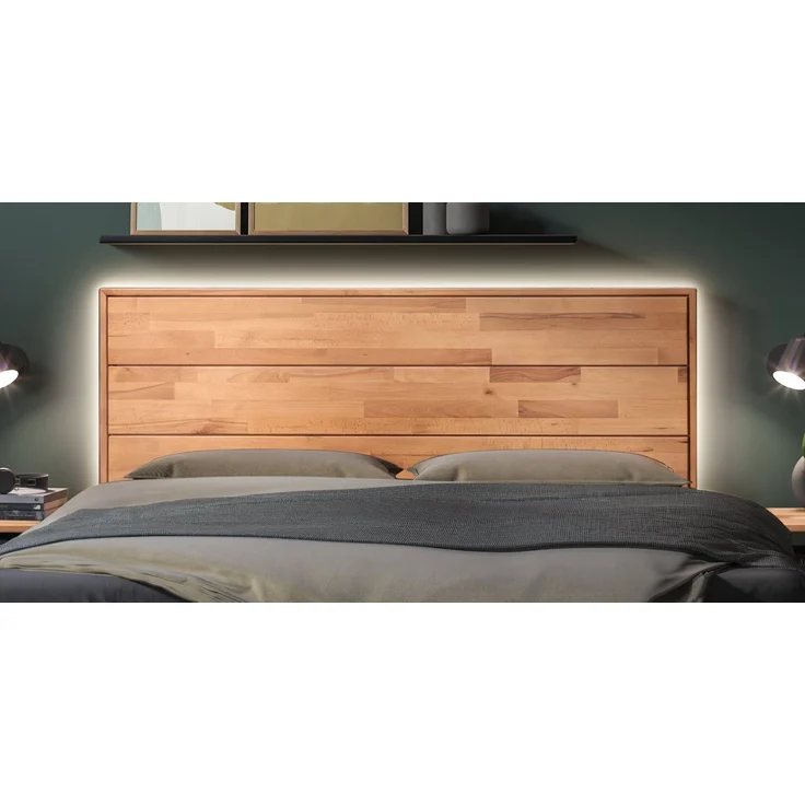 Hasena Massivholzbett Mirco Luce Kernbuche mit LED-Licht 180x200 cm, Fußhöhe 20 cm – Bergamo – Bild 3