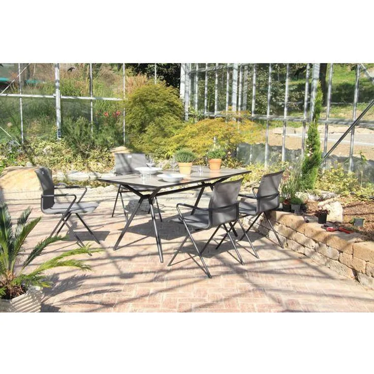 BEO Set aus 4x56096 Stapelstuhl Alpha tex 1x56097 Tisch Alpha