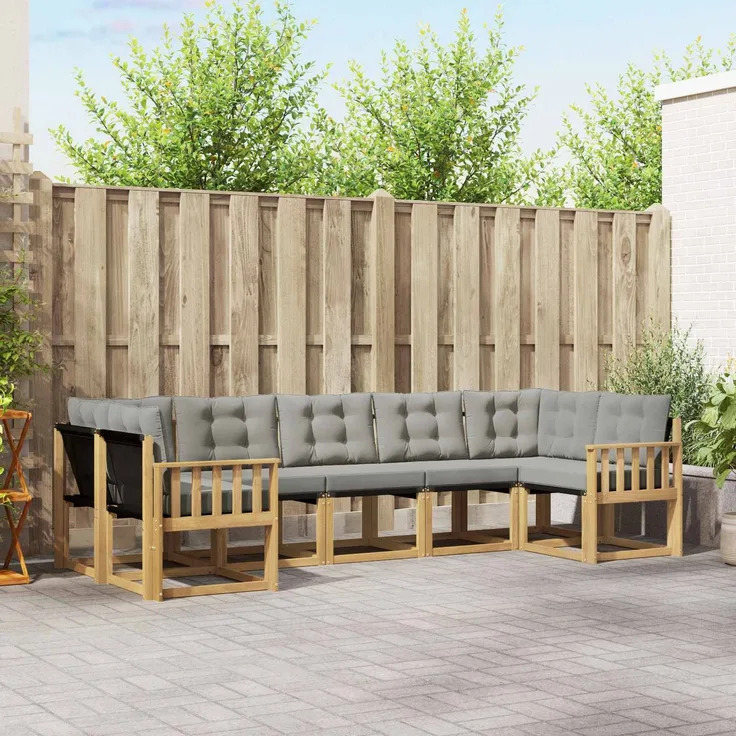 vidaXL Outdoor-Sofagarnitur 7 stk. 7-Sitzer Weiß und Hellgrau 3389833