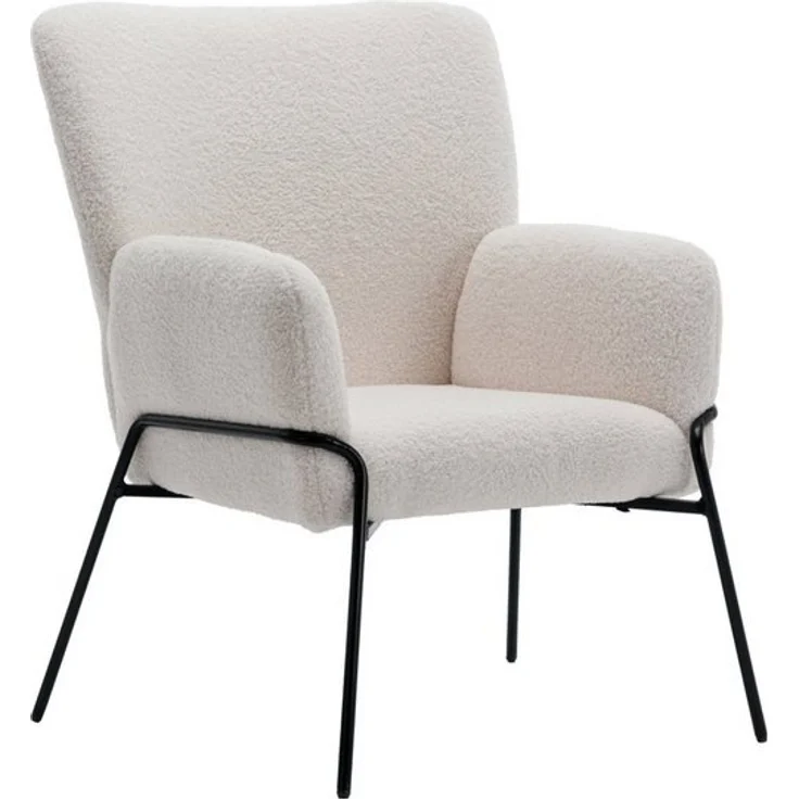 SVITA Loungesessel FREIA, Loungestuhl, Metallbeine, Teddyboucle, Weiß – Bild 4