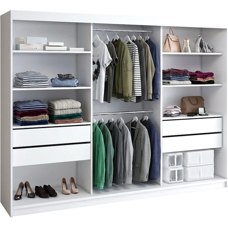 BELANO Schwebetürenschrank 200 cm mit Spiegel – Kleiderschrank mit Schiebetüren, Innenausstattung: Premium – Bild 3