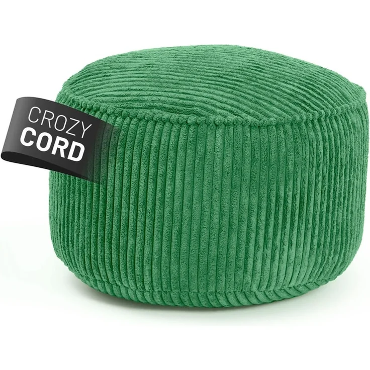 Lumaland Pouf Sitzsack-Hocker Pouf rund Cord 50l dunkelgrün, supersofte Füllung EPS-Perlen – Bild 1
