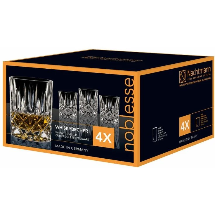 Nachtmann Noblesse Whiskybecher Set, 8er Set, Whiskyglas, Tumbler, Kristallglas, H 9. 8 cm – Bild 4