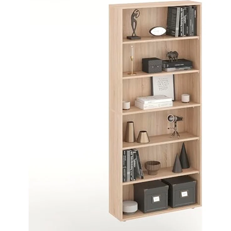 KOMTO Bücherregal Lumo 80 cm breit Regal mit 3, 4, 6 Ebenen und Höhenverstellbare Regale, Aufbewahrungsregal Bookshelf Weiß – Bild 2