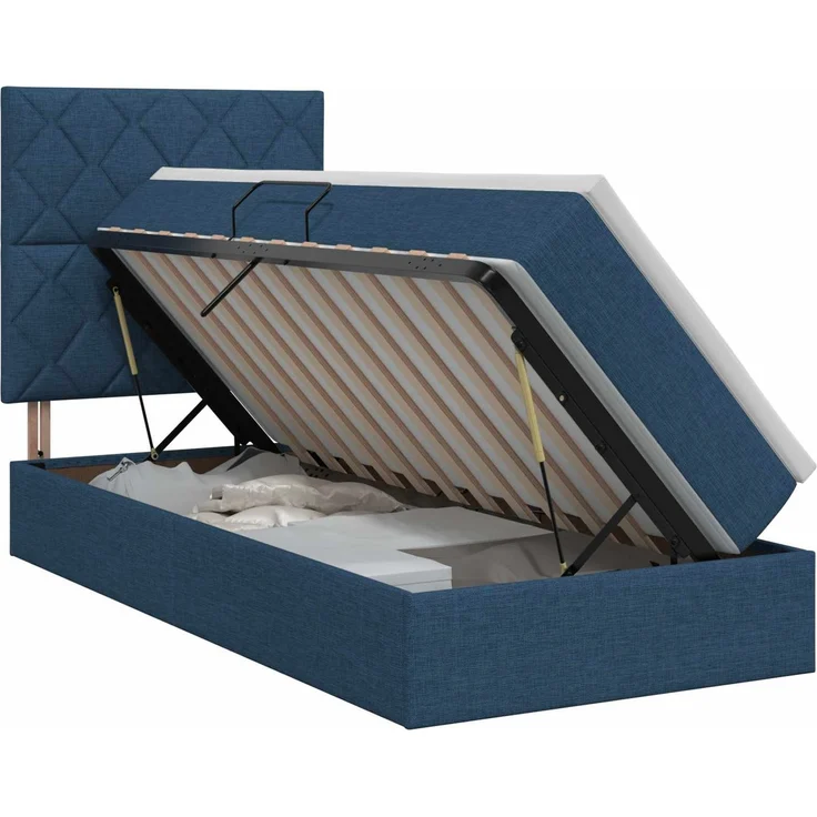 vidaXL Aufbewahrungsbett mit Matratze Blau 90 x 200 cm Stoff 3459545 – Bild 2