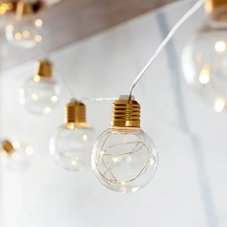 Lights4fun LED-Lichterkette 10er Micro Lichterkette Glühbirnen batteriebetrieben kupferfarben