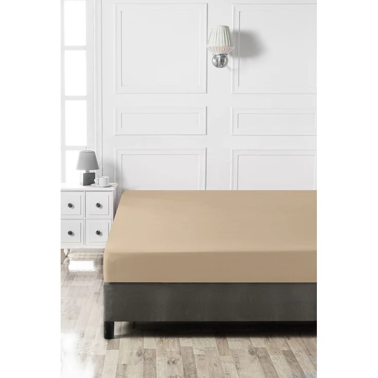 L'essentiel Maison 'Beige' Ranforce Spannbettlaken Double XL (FR) (IT) (ES) (DE), Beige, 200+30 x 140 cm – Bild 3